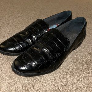 ROCKPOT snakeskin leather penny loafers